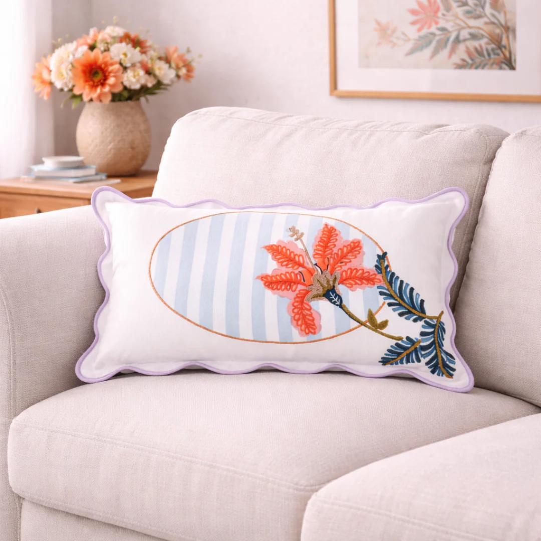 Bloom Era Hibiscus Cotton Cushion Cover 50x30cm - Image 7