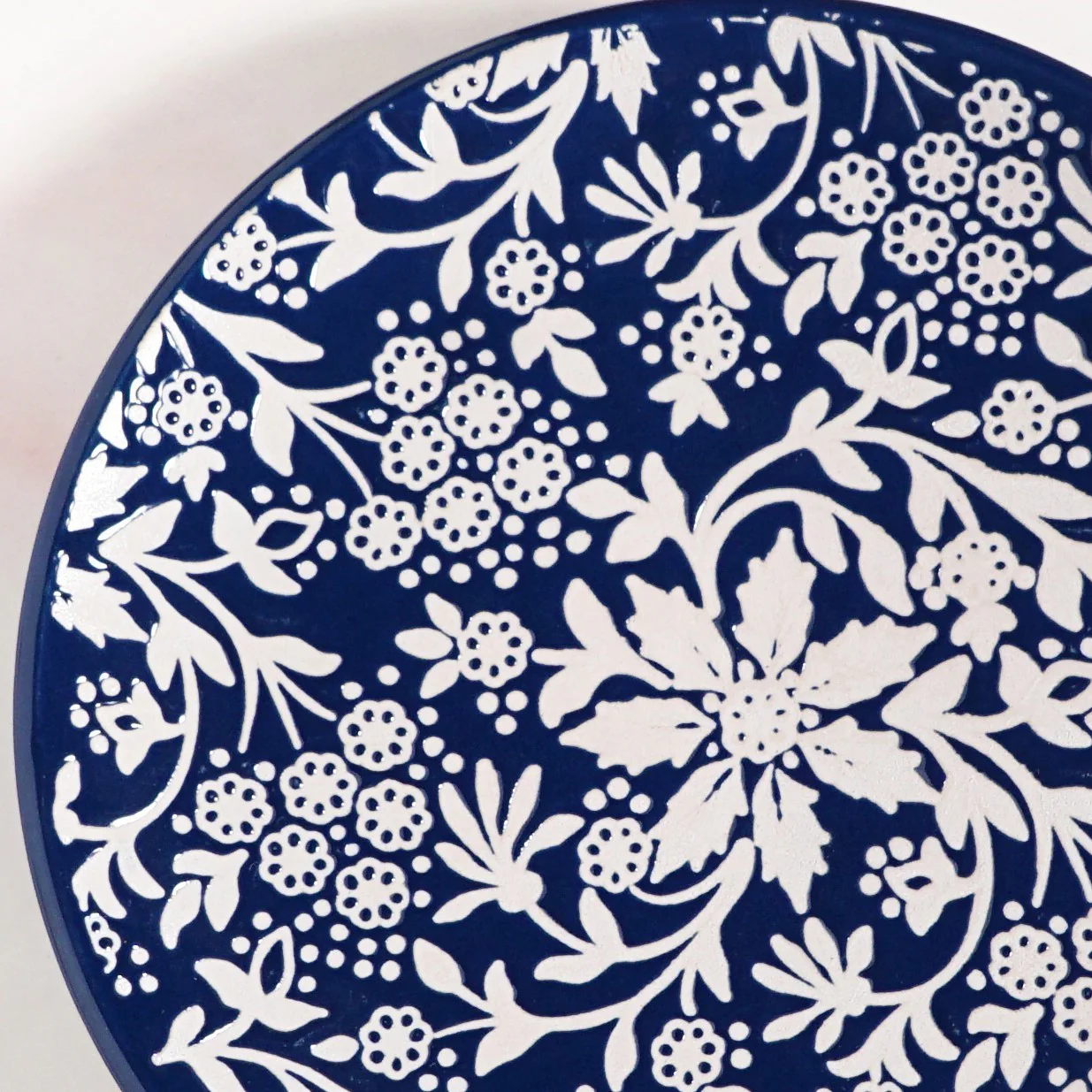 Floral Design Ceramic Dessert Plates Set Of 4 White Blue 15cm - Image 6