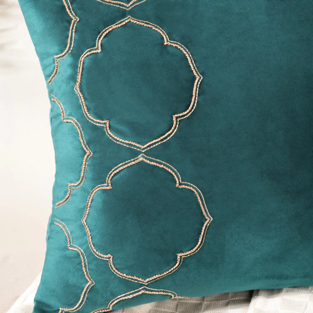 Floral Embroidered Cushion Cover Set Of 2 Green 16 x 16 Inch - Image 8