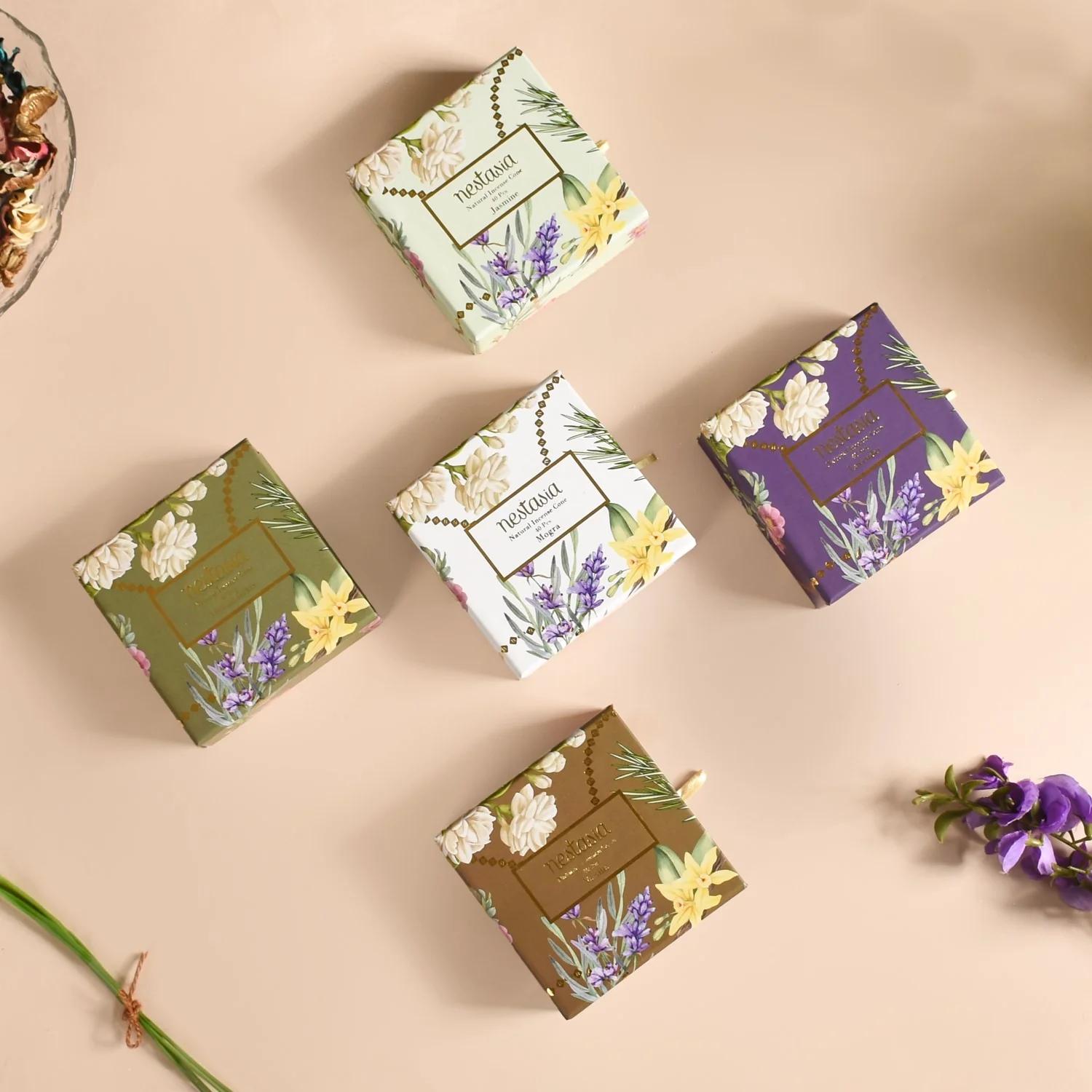 Floral Fragrant Incense Cones Set Of 5 - Image 3