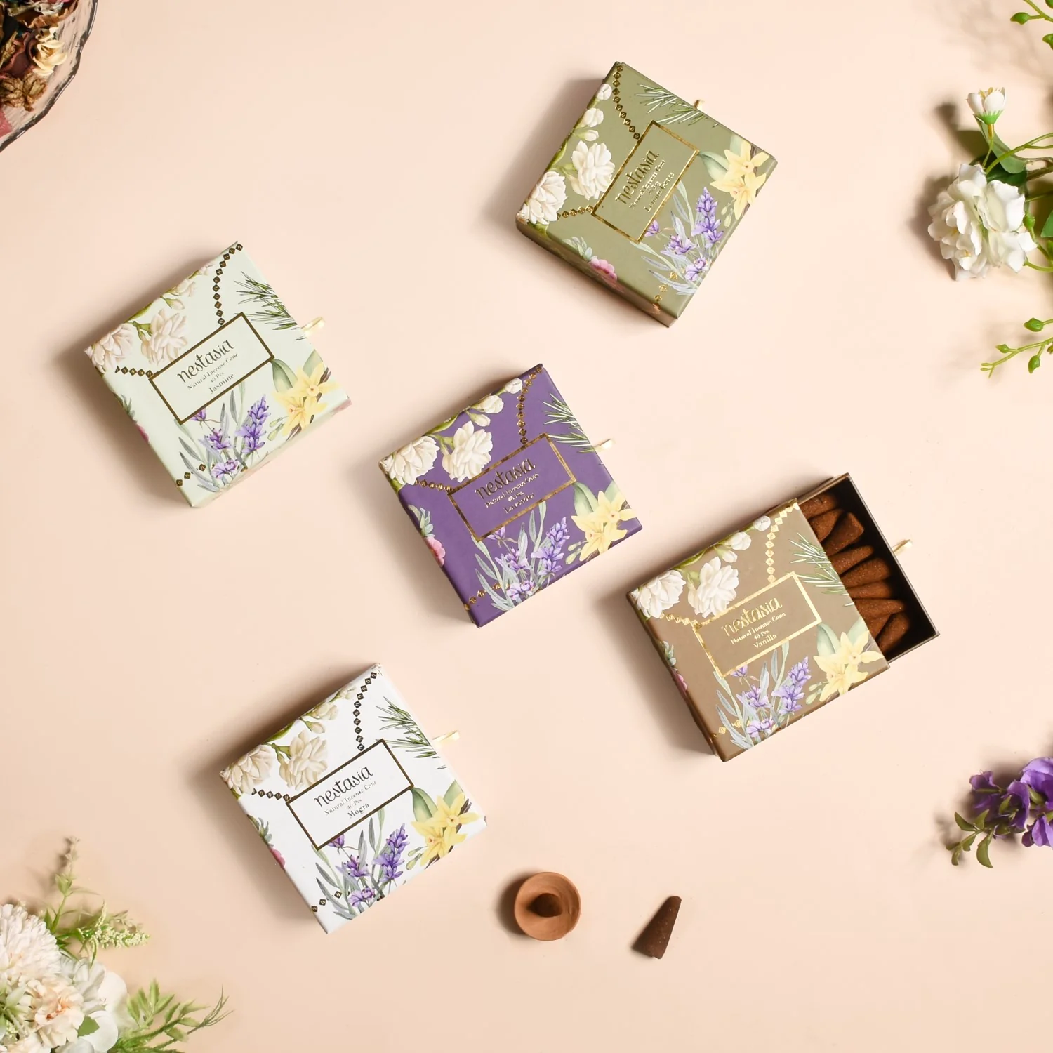 Floral Fragrant Incense Cones Set Of 5 - Image 4