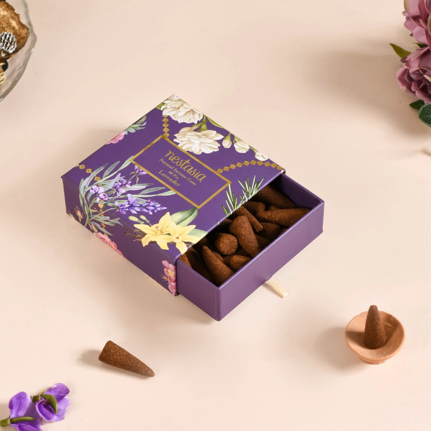 Floral Fragrant Incense Cones Set Of 5 - Image 7
