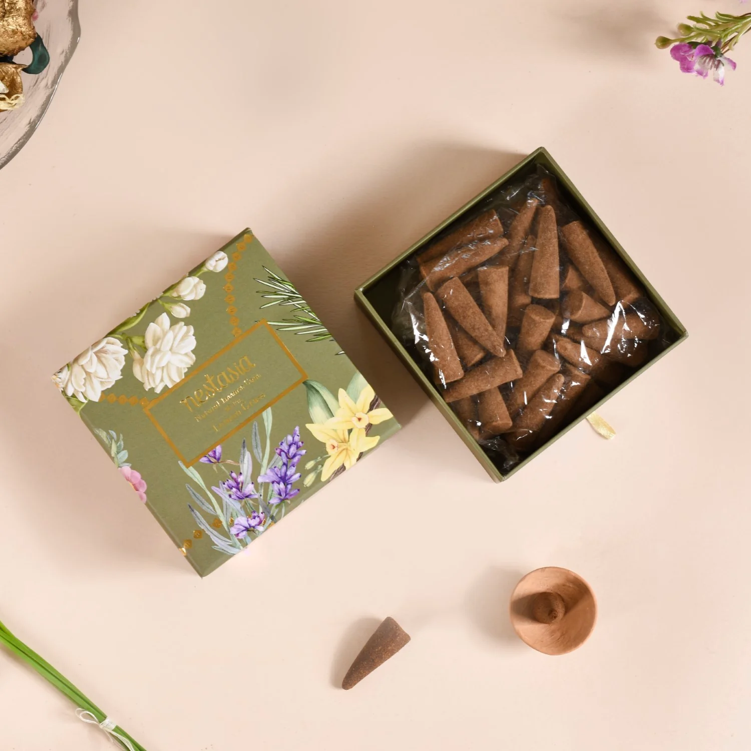 Floral Fragrant Incense Cones Set Of 5 - Image 8