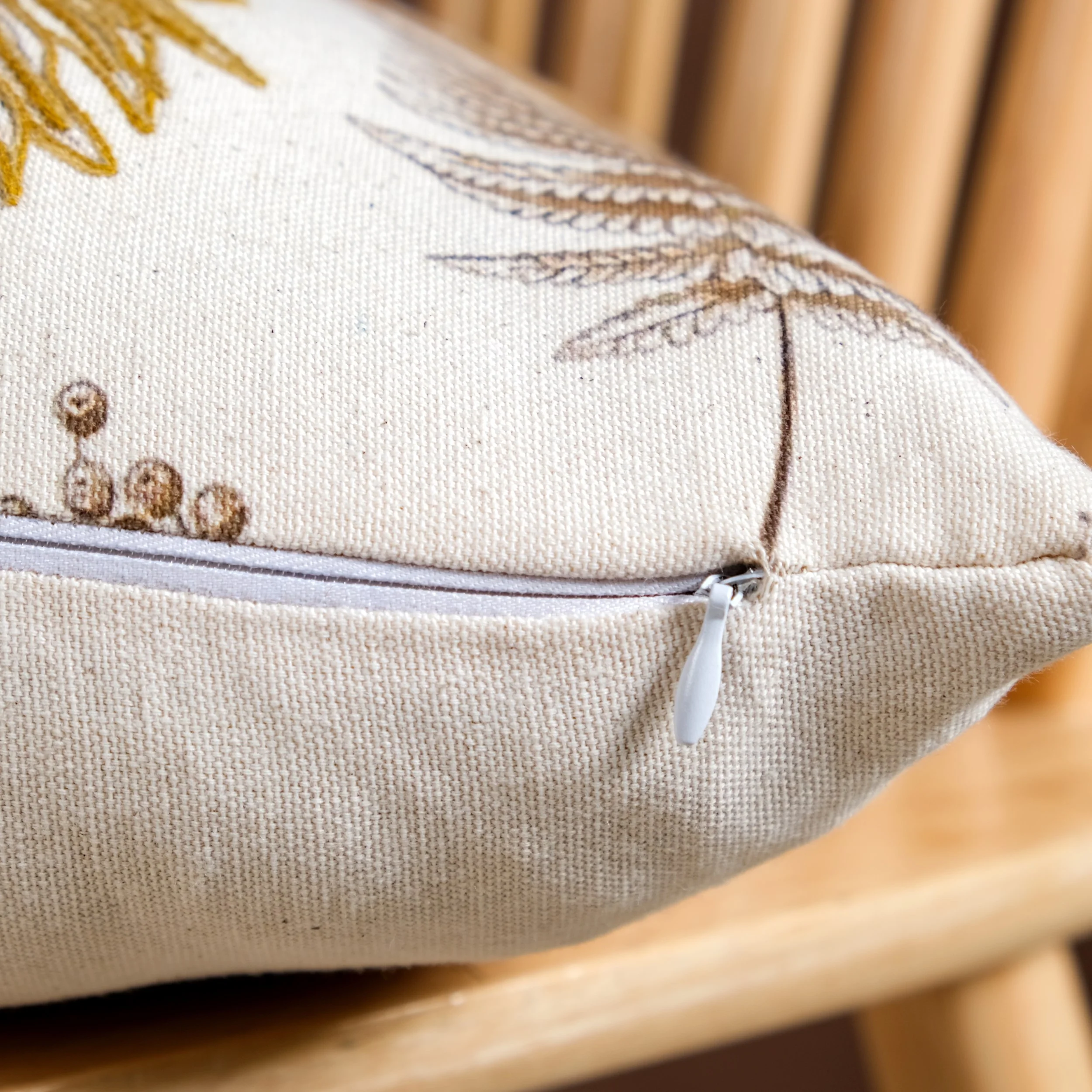 Floral Minimalism Embroidered Cotton Slub Cushion Cover 50x30cm - Image 6