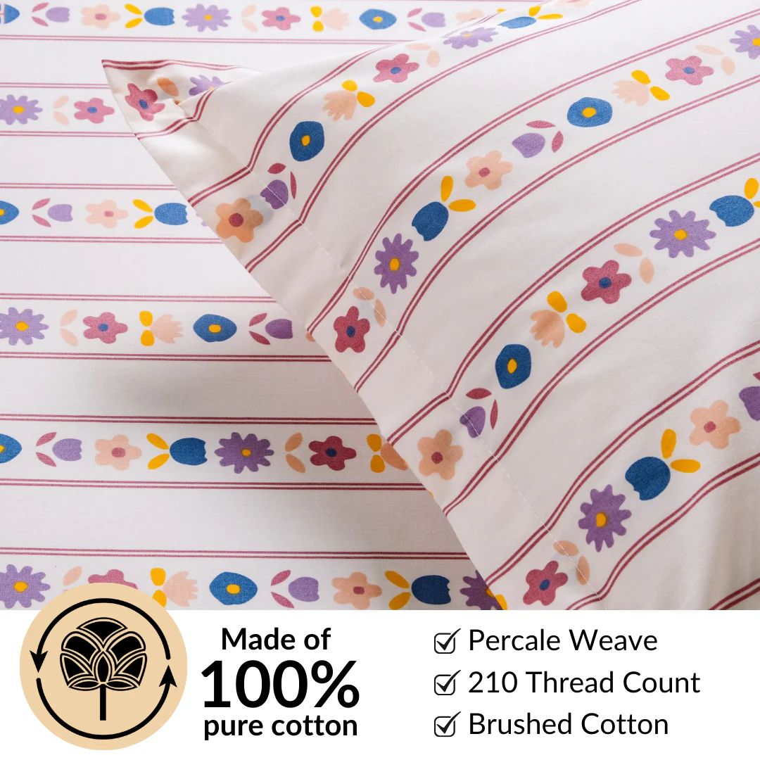 Floral Retreat Pure Cotton King Size Bedding Set 275x275cm - Image 6