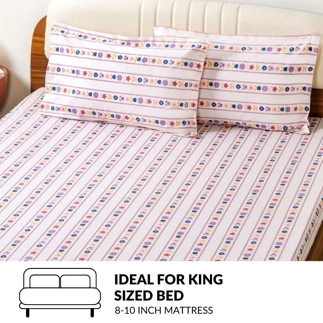 Floral Retreat Pure Cotton King Size Bedding Set 275x275cm - Image 7