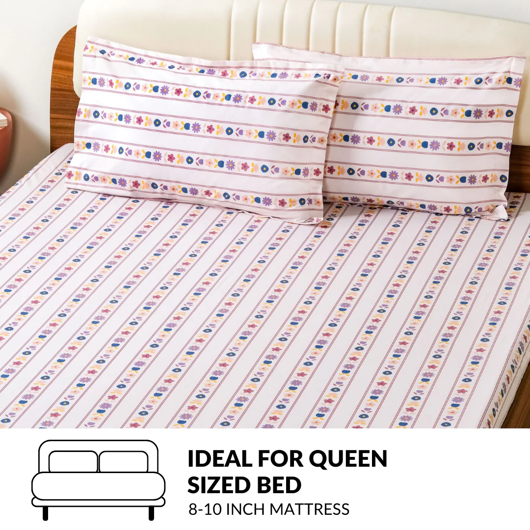 Floral Retreat Queen Size Cotton Bedding Set 254x229cm - Image 7