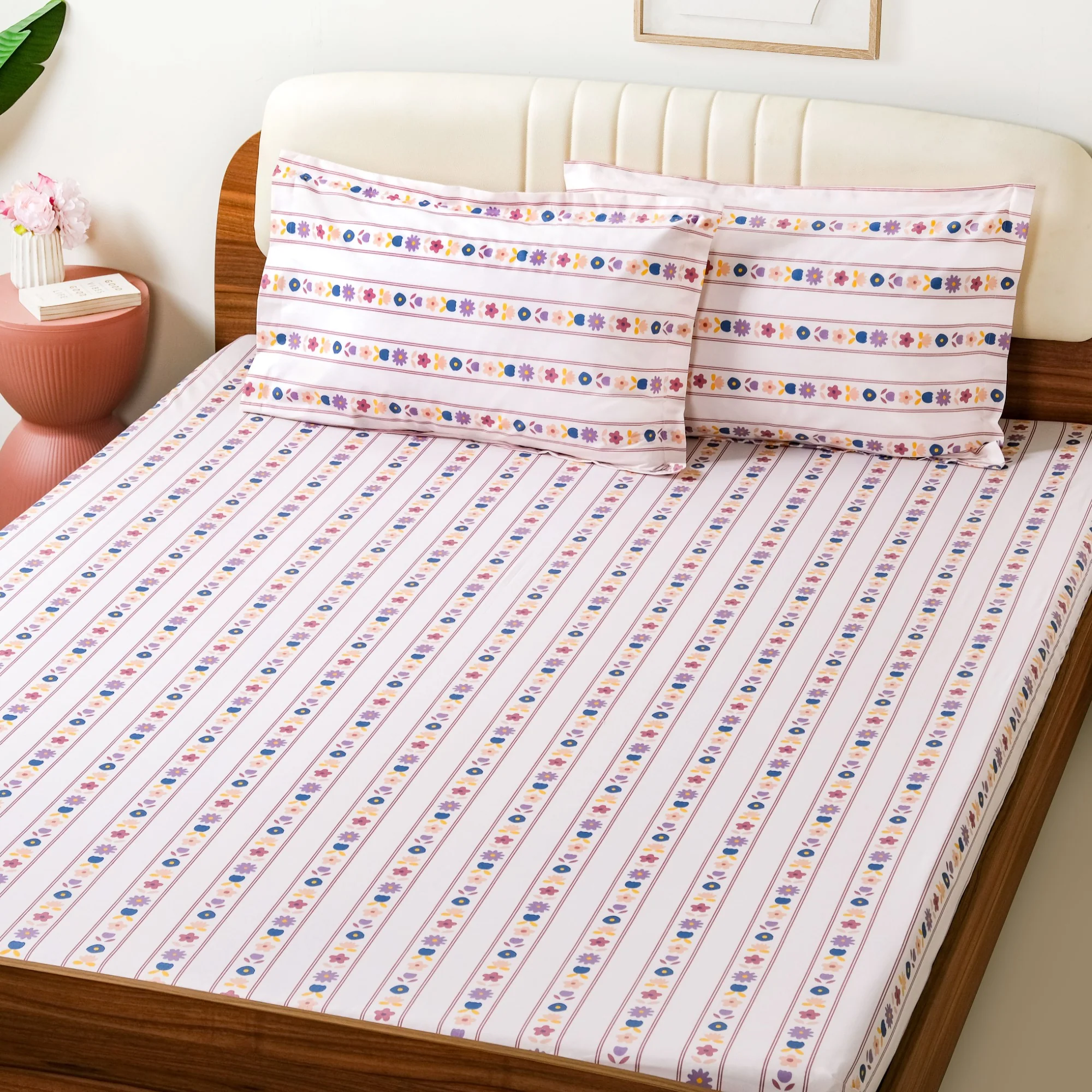 Floral Retreat Queen Size Cotton Bedding Set 254x229cm - Image 8