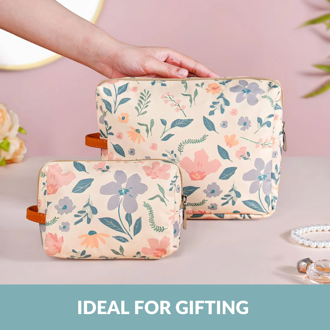 Floral Travel Toiletry Kit Bag Set Of 2 - Image 3