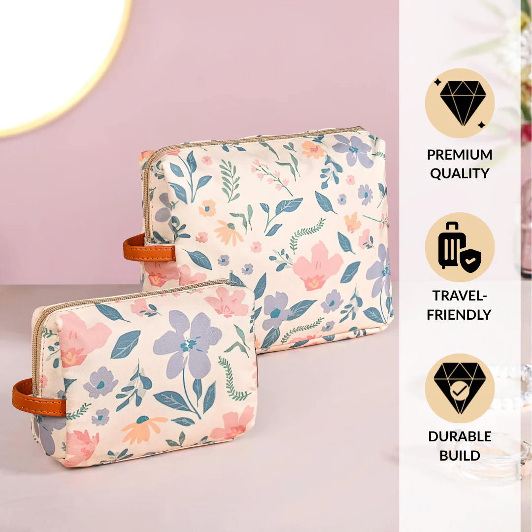 Floral Travel Toiletry Kit Bag Set Of 2 - Image 4