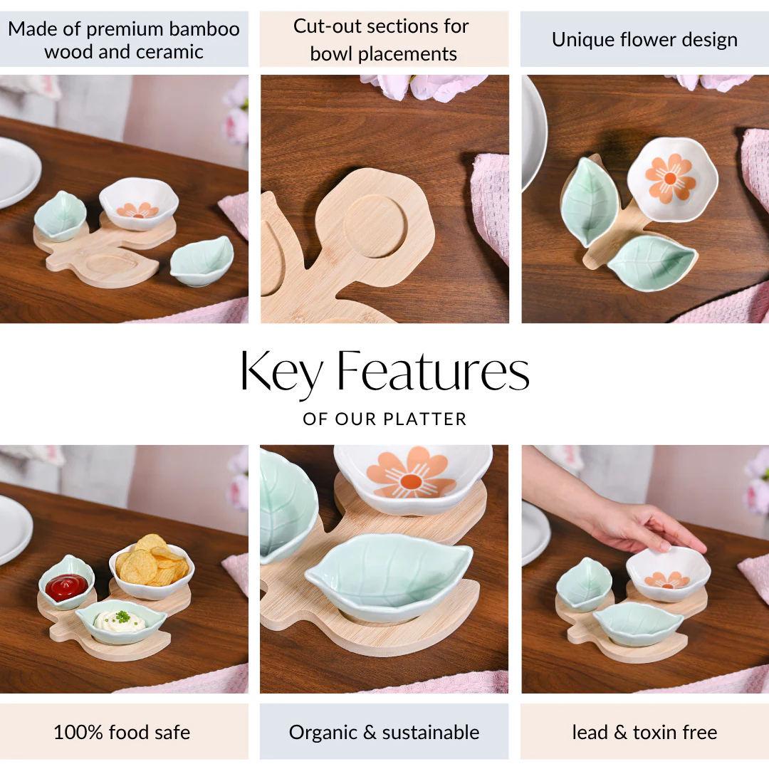 Flower Leaf Snack Platter Set - Image 5