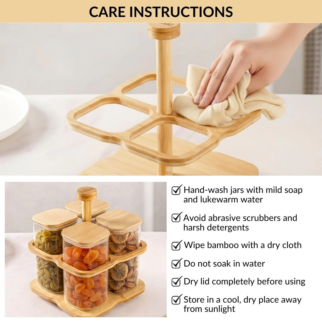 Fluted Storage Airtight Jar With Rotating Stand Set Of 5 750ml - Image 9