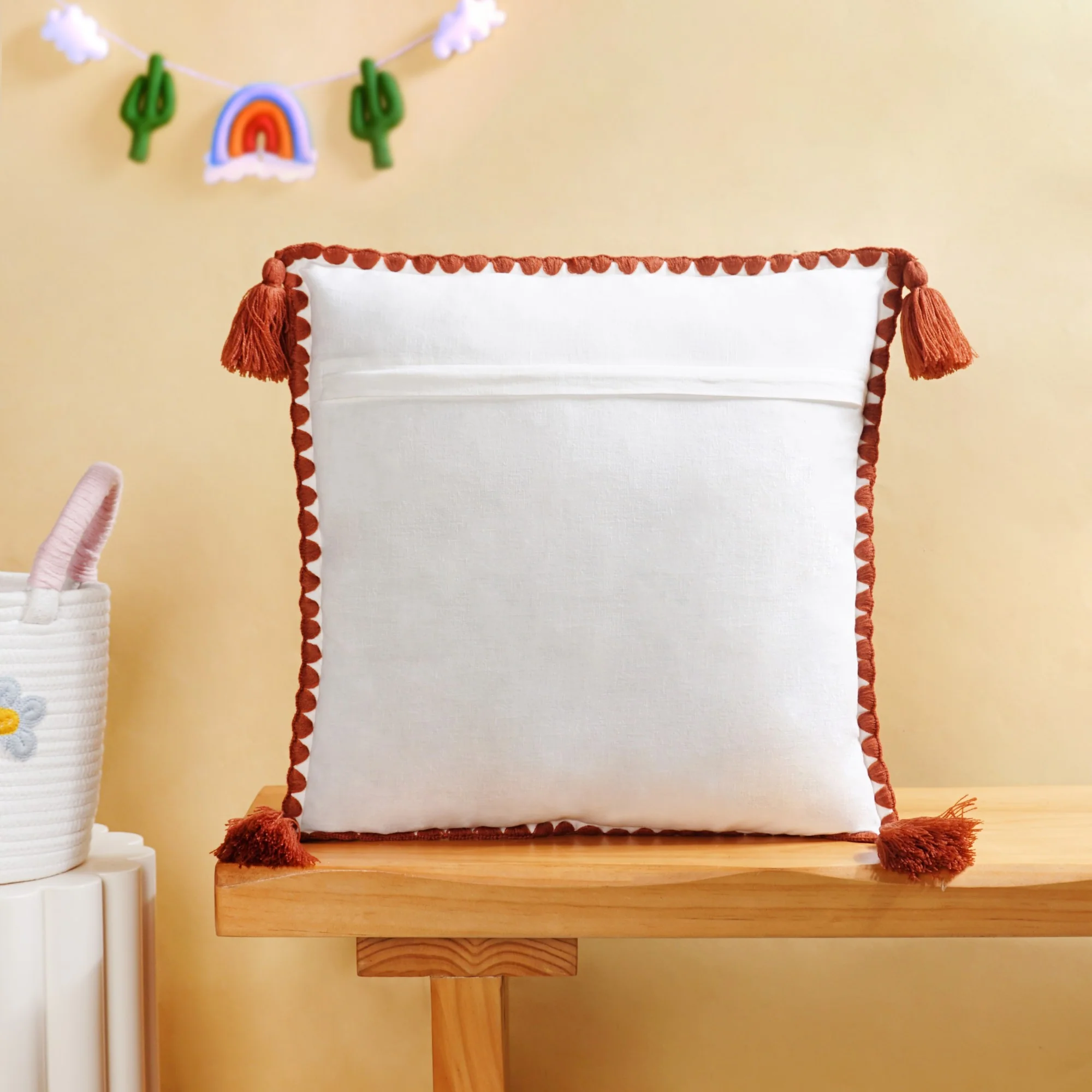 Fox Embroidered Cotton Kids Cushion Cover 42x42cm - Image 8