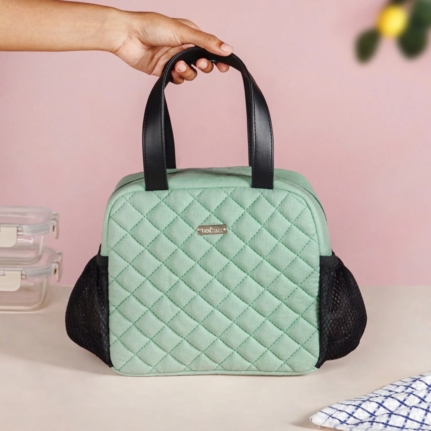 Freshpack Quilted Lunch Bag Mint - Image 2