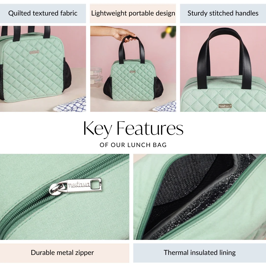 Freshpack Quilted Lunch Bag Mint - Image 4