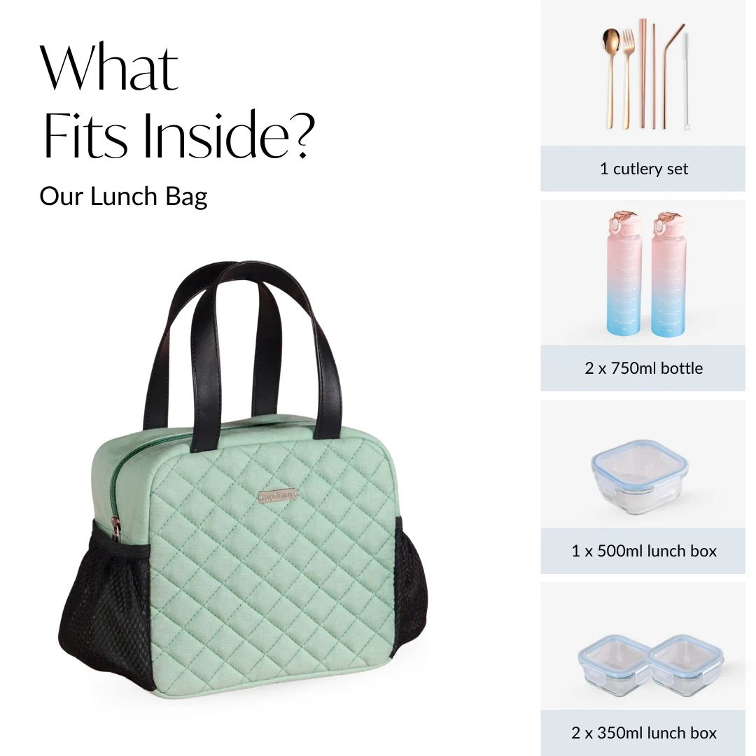 Freshpack Quilted Lunch Bag Mint - Image 5