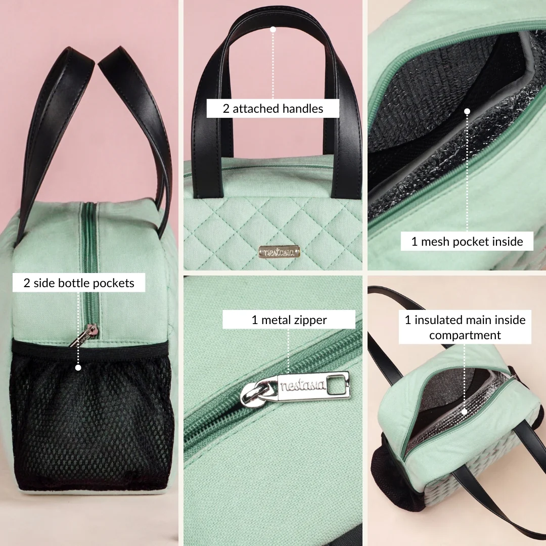 Freshpack Quilted Lunch Bag Mint - Image 6