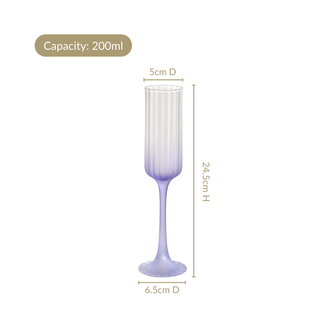 Frosted Ombre Champagne Glass Lavender 200ml - Image 4