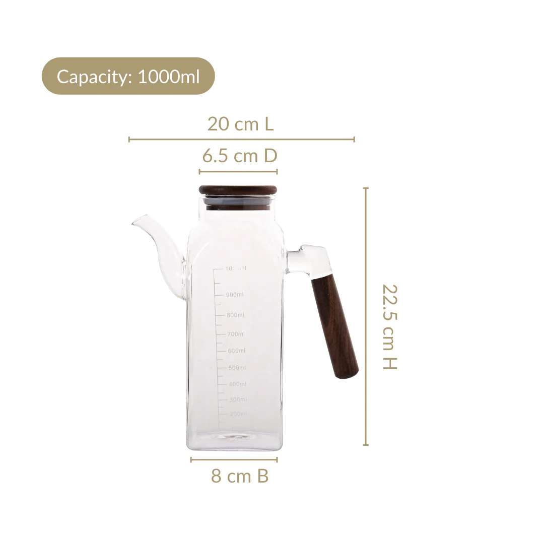 Fusion Glass Oil Dispenser With Wooden Lid 1000ml - Image 3