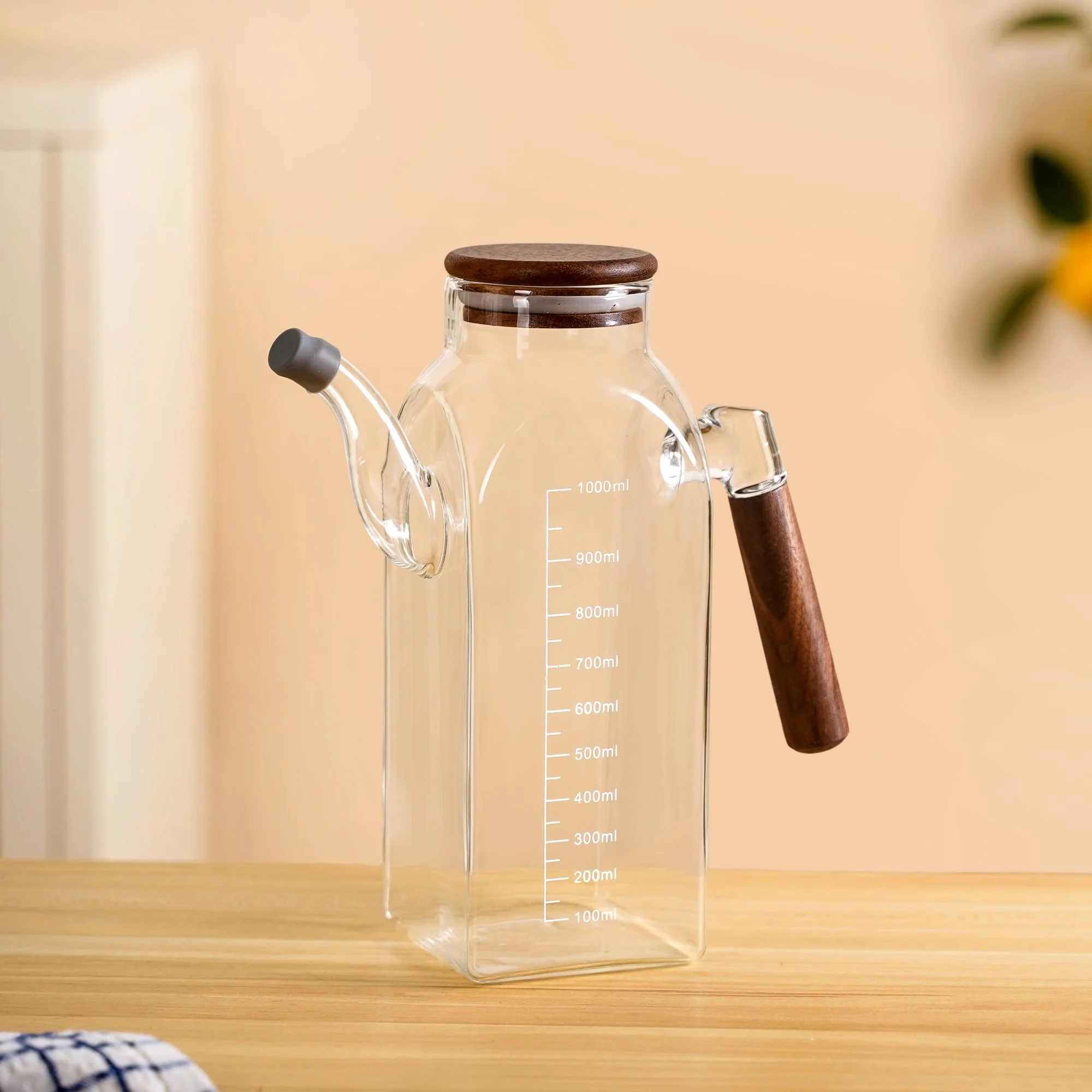 Fusion Glass Oil Dispenser With Wooden Lid 1000ml - Image 6