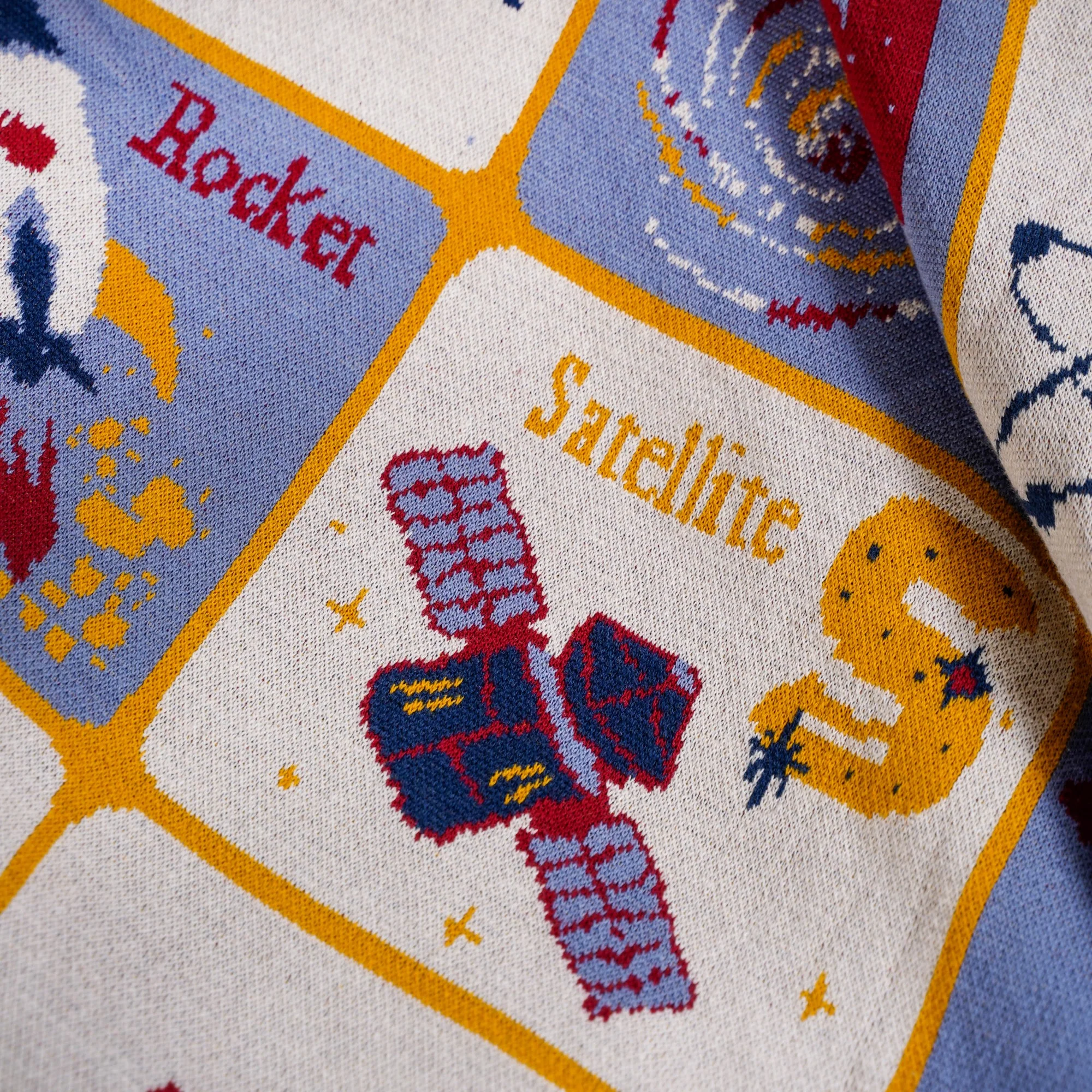 Galaxy Alphabet ABCD Knitted Kids Learning Cotton Throw 152x125cm - Image 6