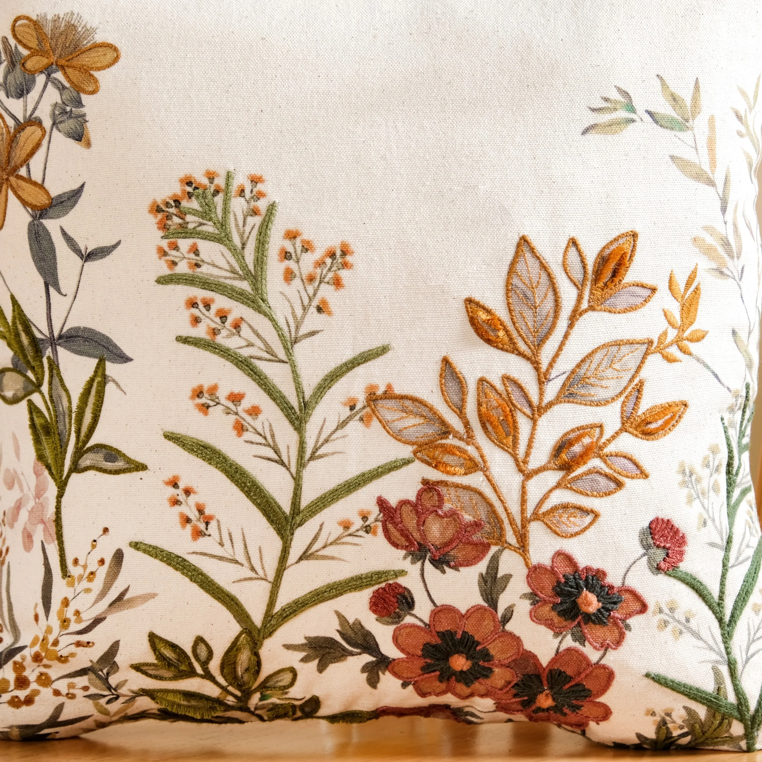 Garden Bloom Embroidered Cushion Cover 40x40cm - Image 3