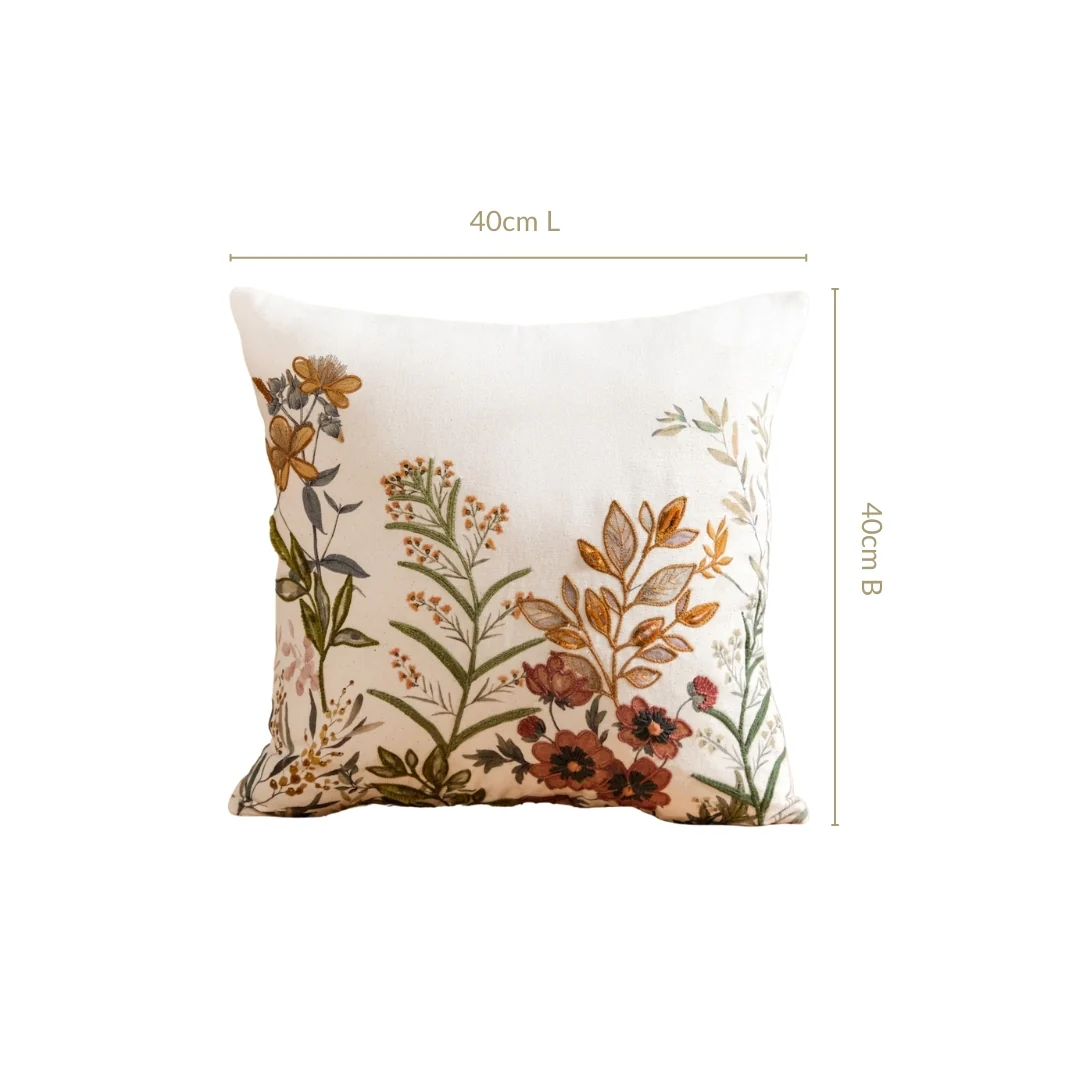 Garden Bloom Embroidered Cushion Cover 40x40cm - Image 4