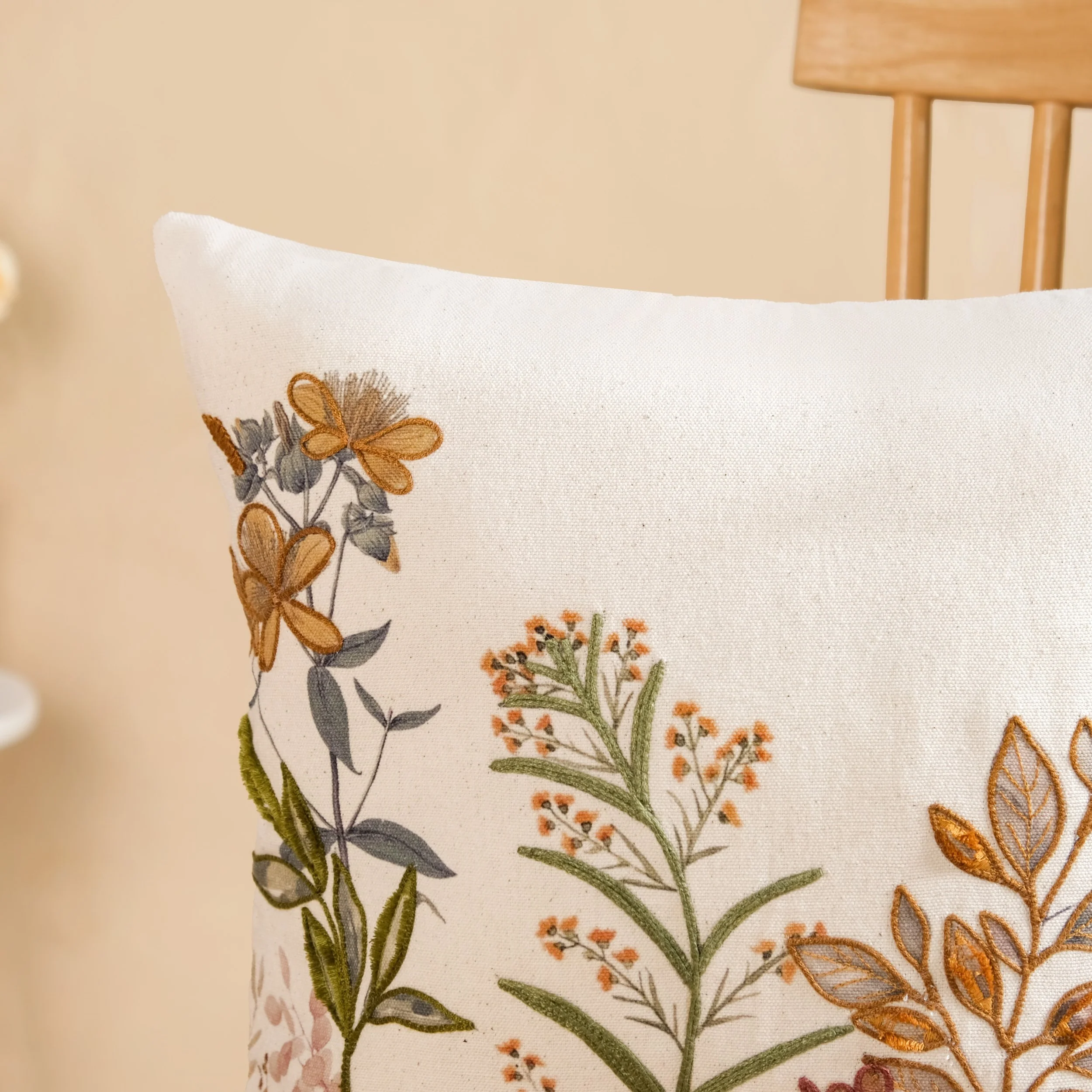 Garden Bloom Embroidered Cushion Cover 40x40cm - Image 7