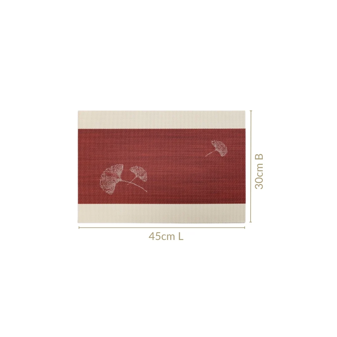 Ginkgo Maroon Table Mat Set Of 6 - Image 4