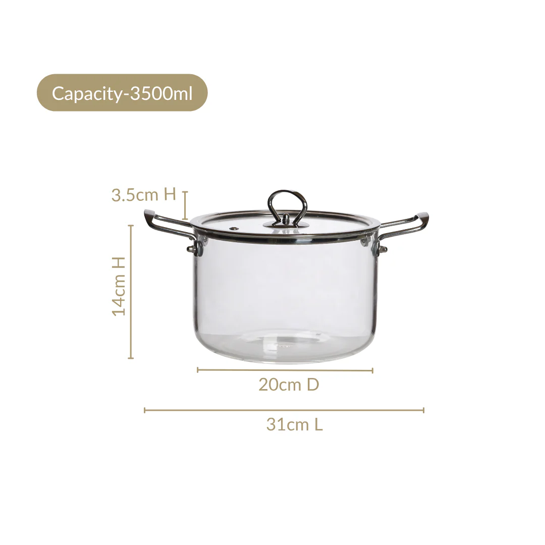 Glass Cooking Pot Medium 3500ml - Image 3
