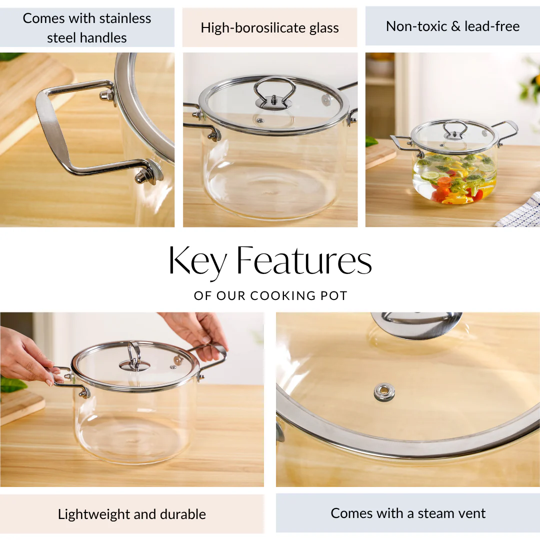 Glass Cooking Pot Medium 3500ml - Image 4