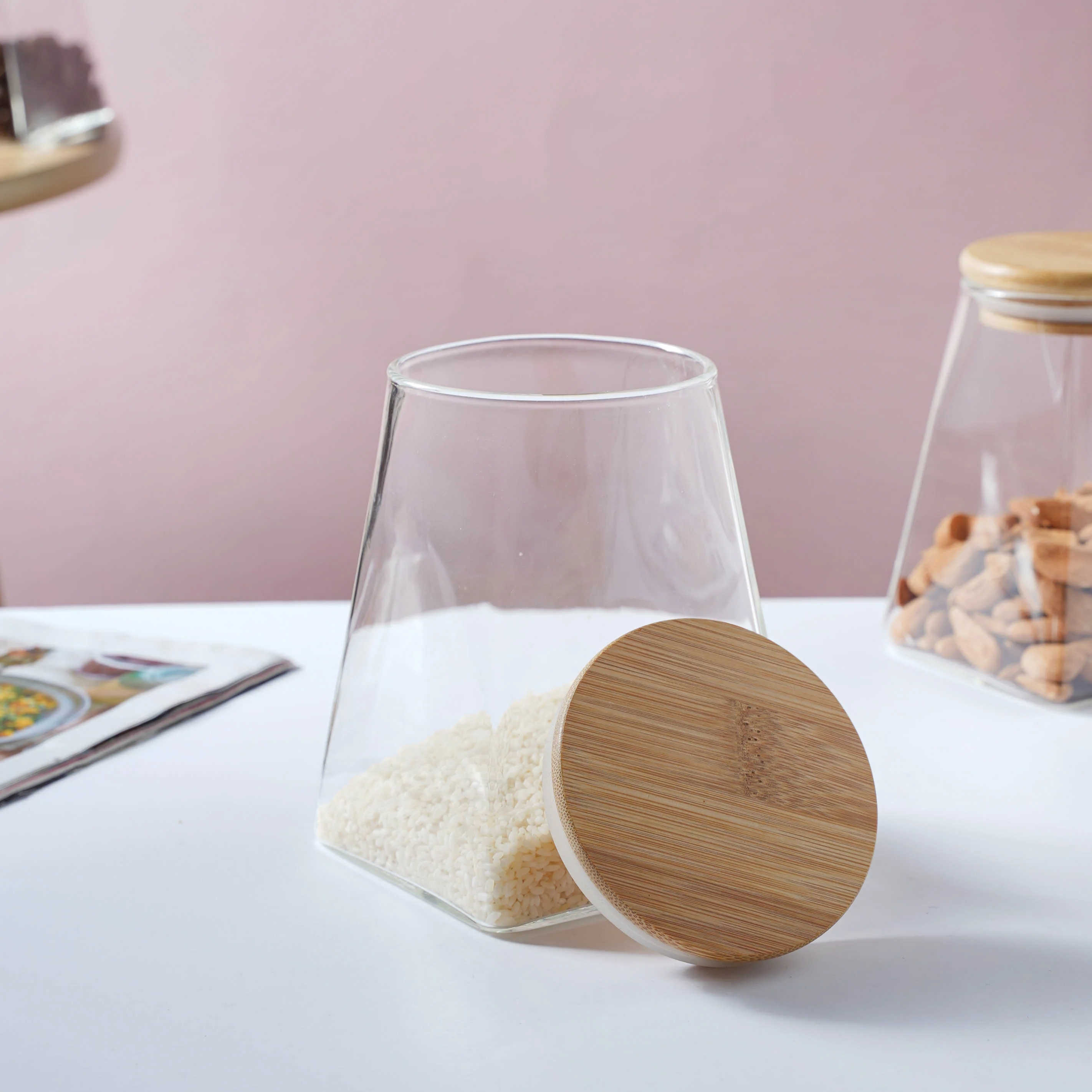 Glass Jar With Wooden Lid - Large - Image 4