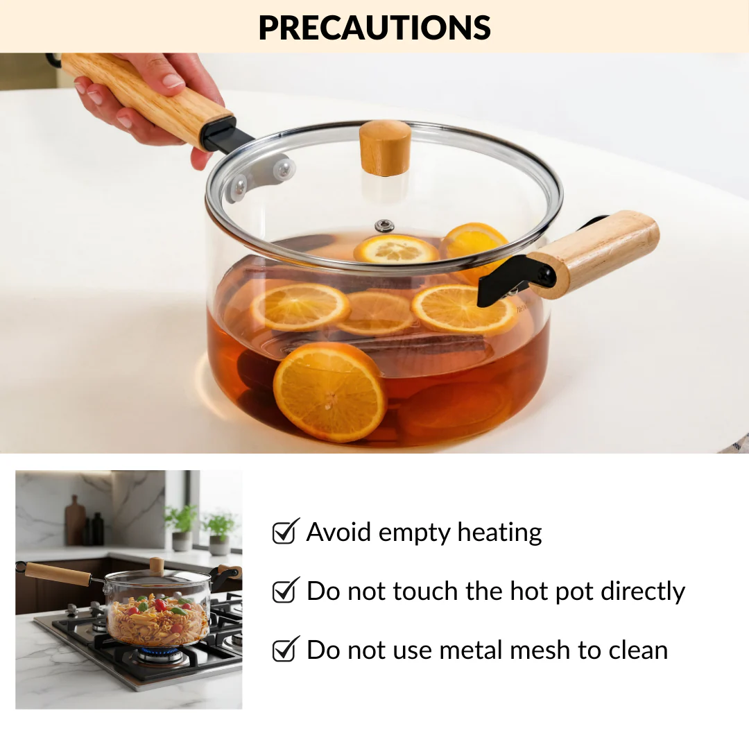 Glass Saucepan With Wooden Handle And Lid 3200ml - Image 7