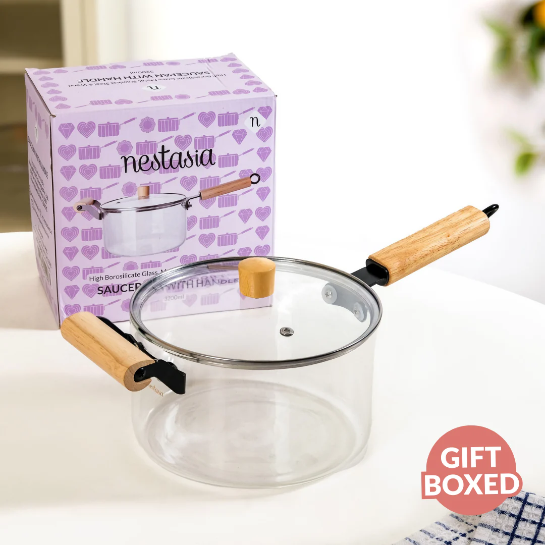 Glass Saucepan With Wooden Handle And Lid 3200ml - Image 8