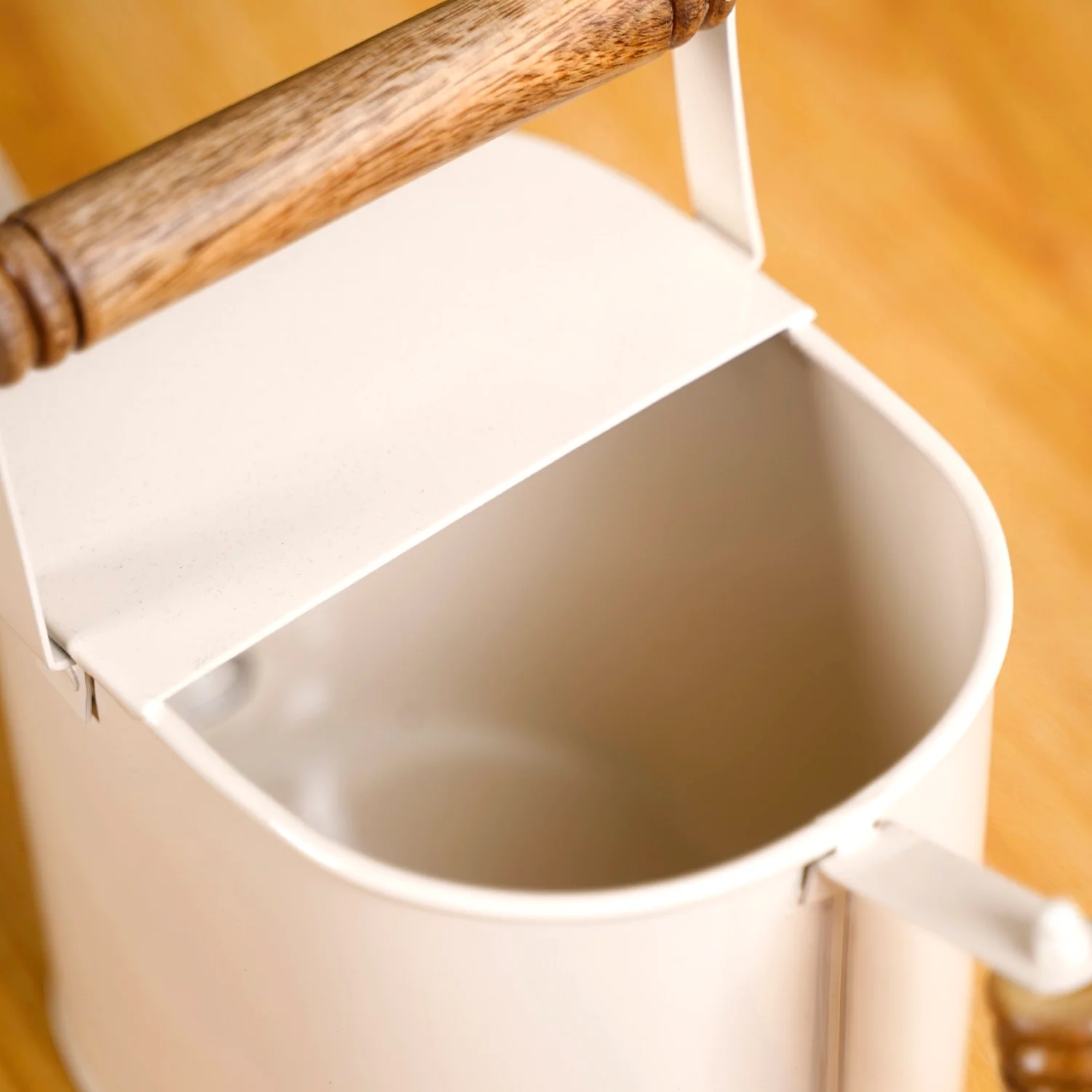 Glossy Finish Metal Plant Watering Can With Dual Wooden Handle - Image 8