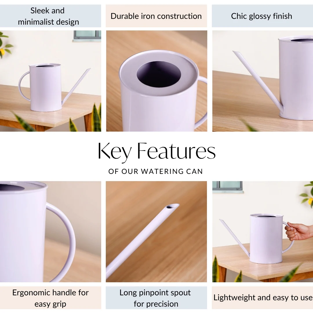 Glossy Finish Metal Watering Can Purple - Image 5