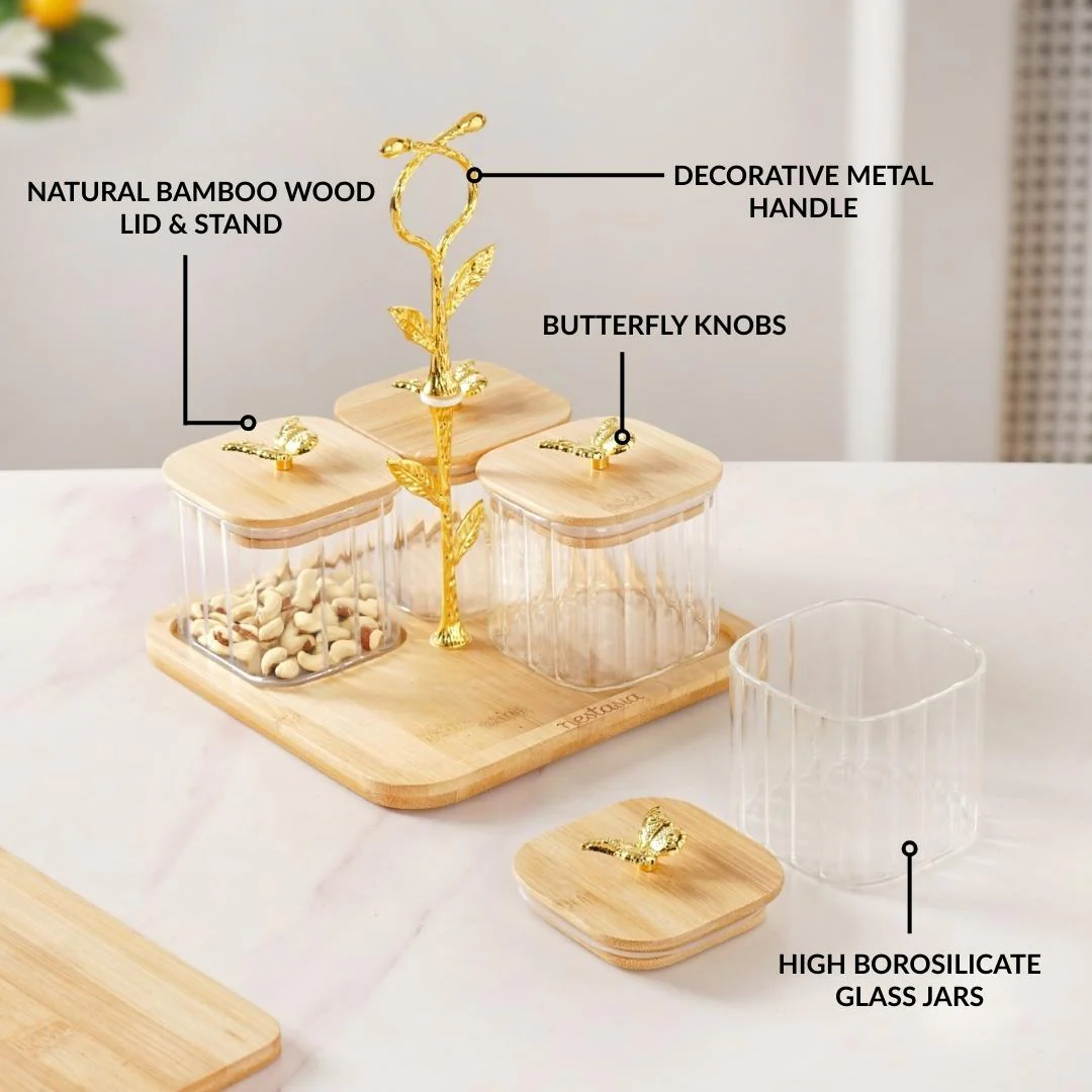 Gold Accent Jars With Stand Set Of 5 380ml - Image 3