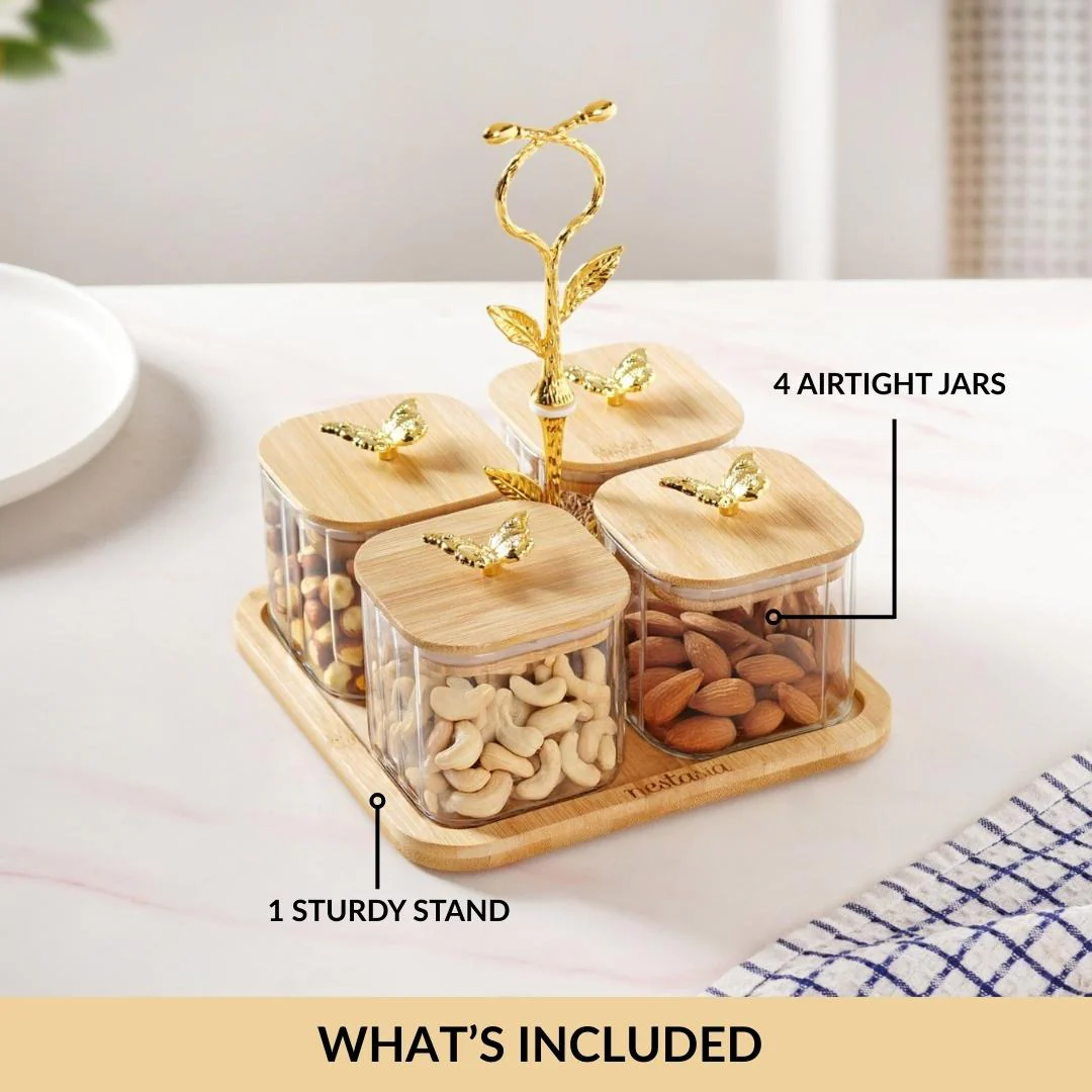 Gold Accent Jars With Stand Set Of 5 380ml - Image 4