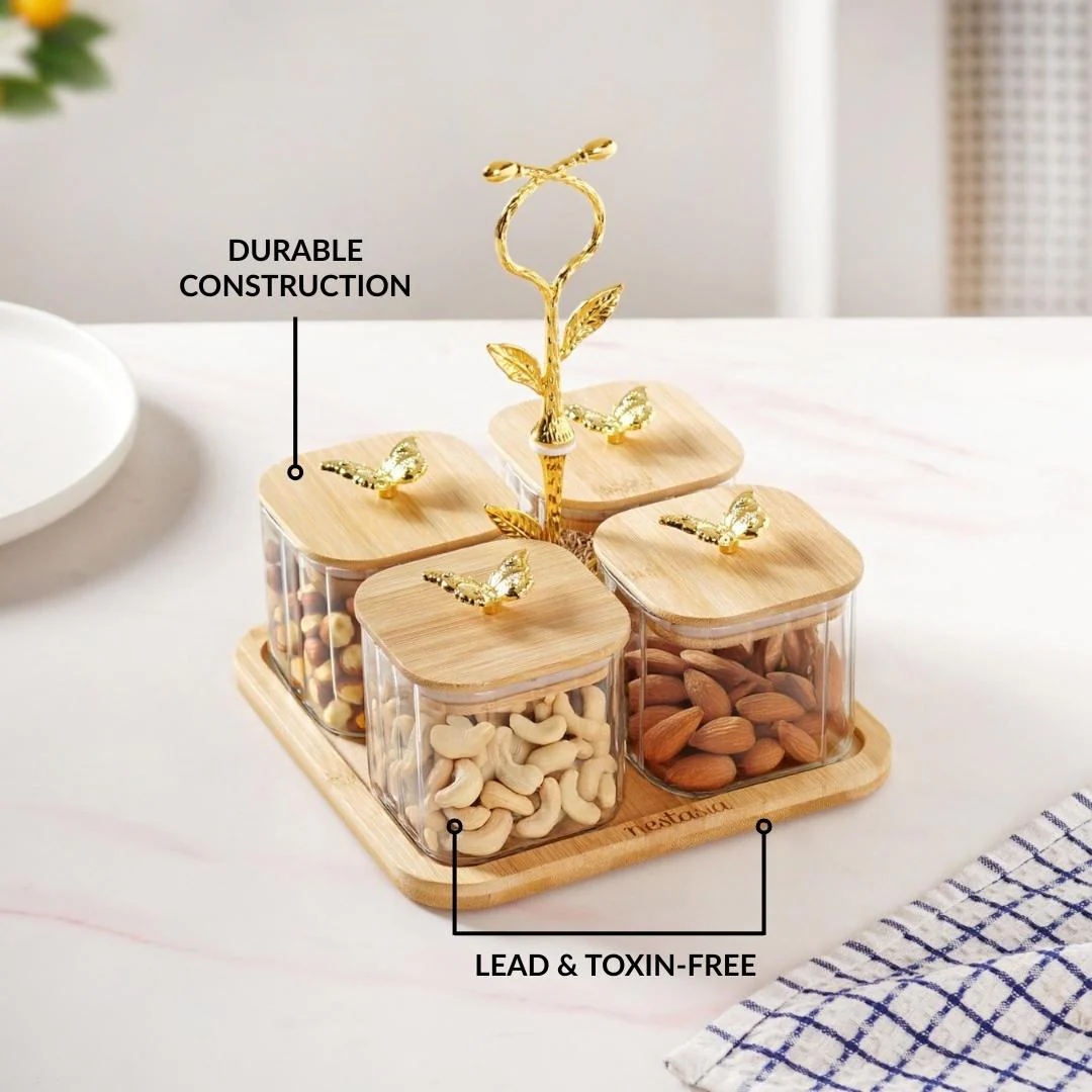 Gold Accent Jars With Stand Set Of 5 380ml - Image 6