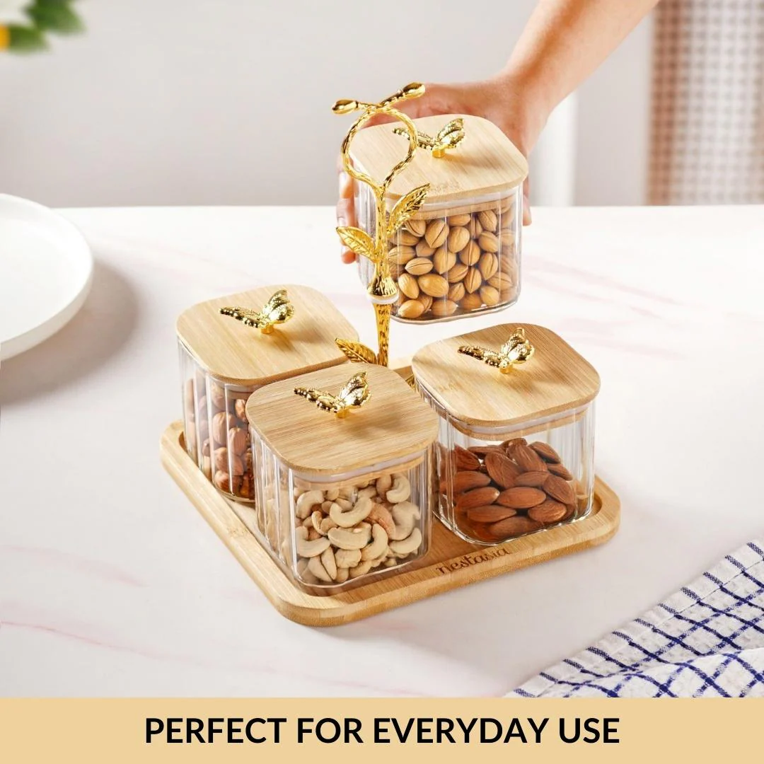Gold Accent Jars With Stand Set Of 5 380ml - Image 7