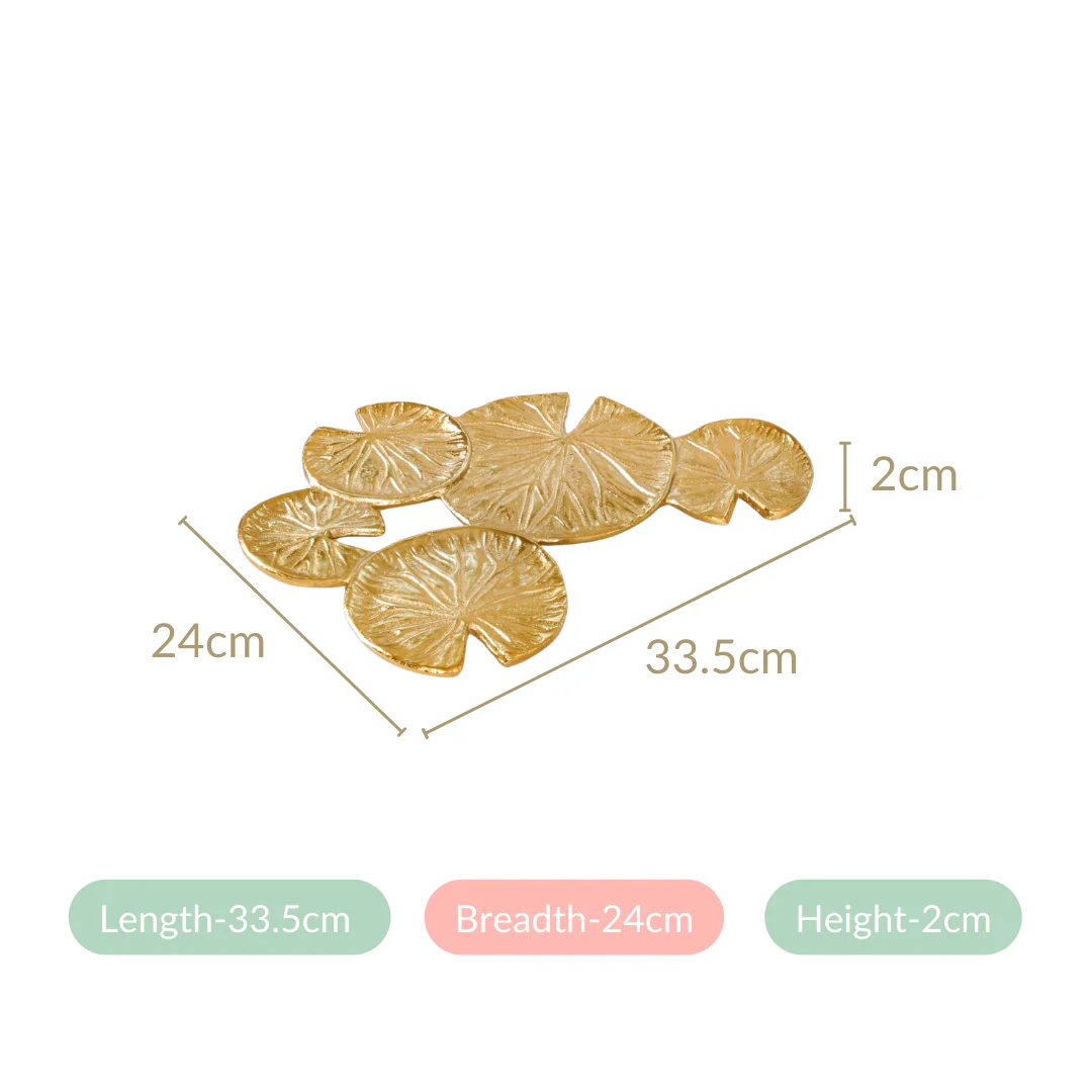 Golden Lotus Leaf Cluster Decorative Tray - Image 6
