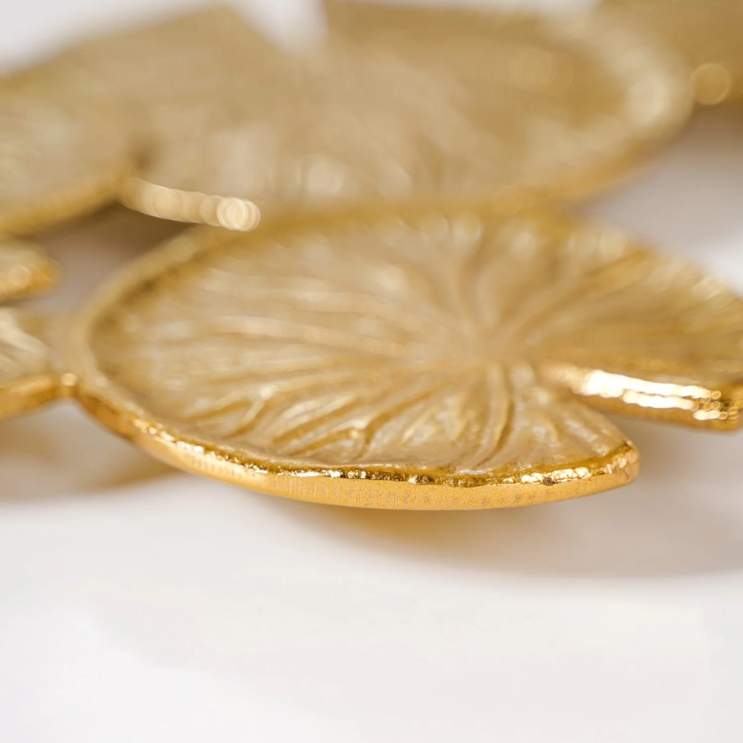 Golden Lotus Leaf Cluster Decorative Tray - Image 8