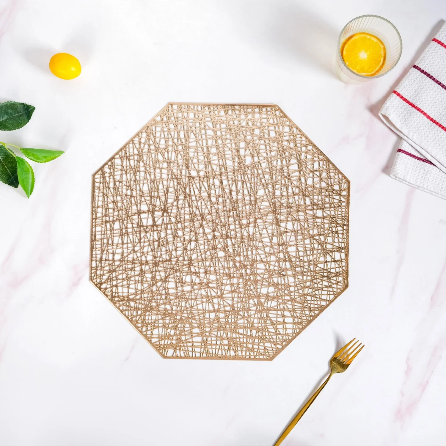Golden Table Mat Set Of 6 - Image 6