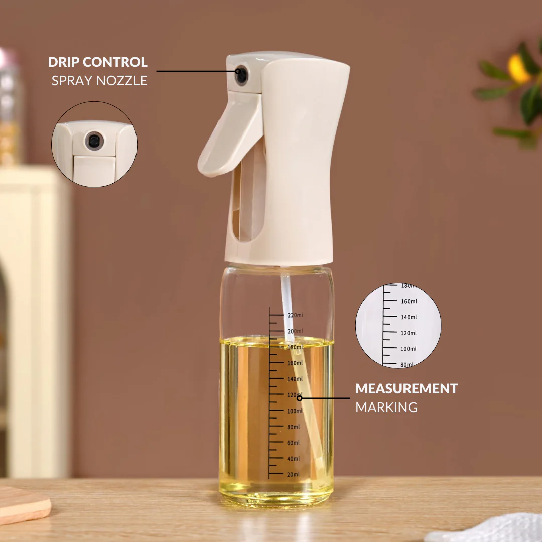 Gourmet Clear Glass Oil Bottle Beige 220ml - Image 6