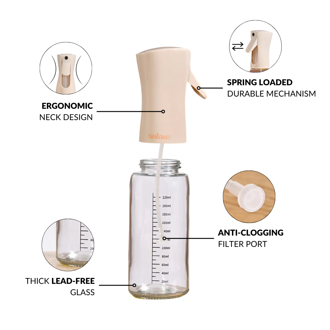 Gourmet Clear Glass Oil Bottle Beige 220ml - Image 7