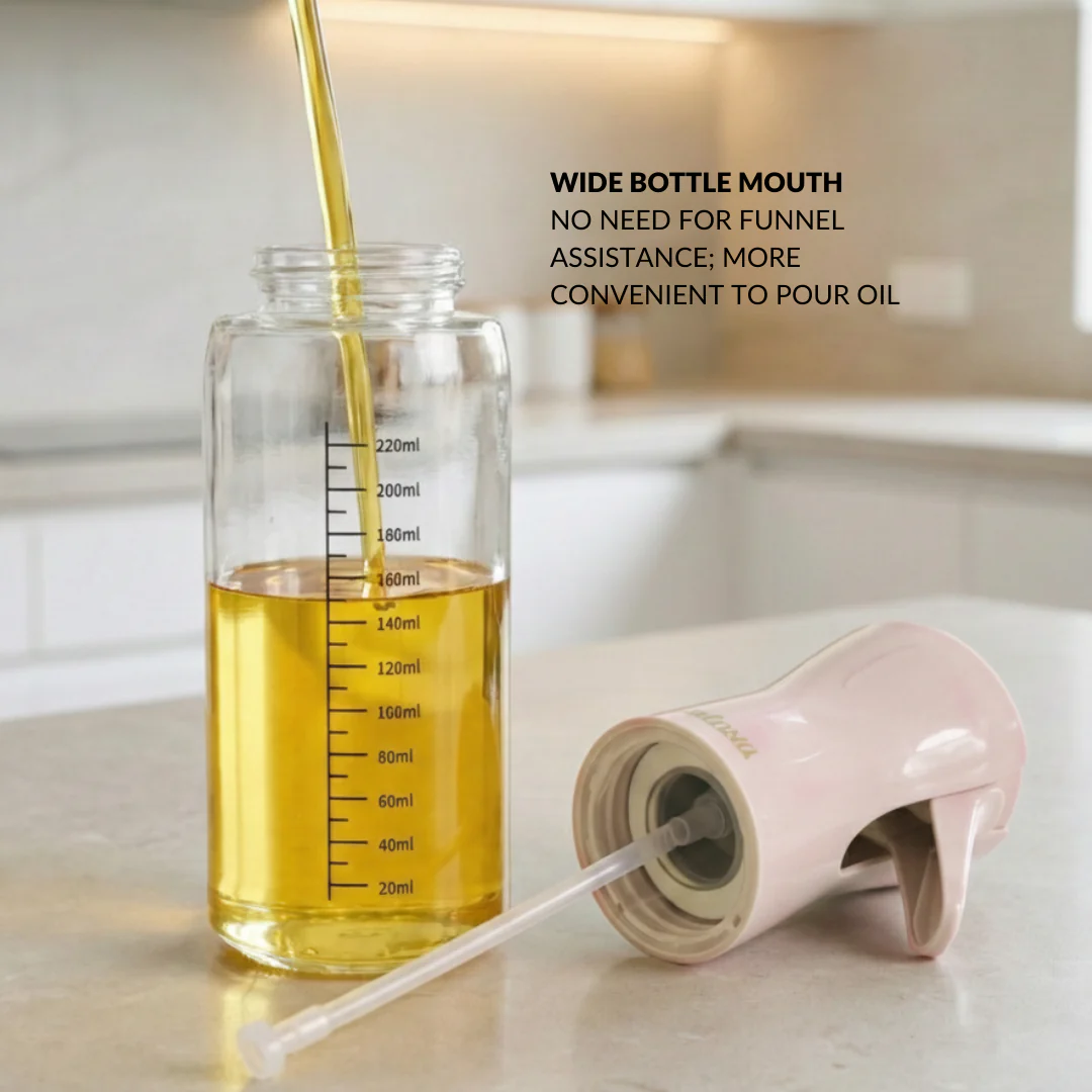 Gourmet Clear Glass Oil Bottle Beige 220ml - Image 8