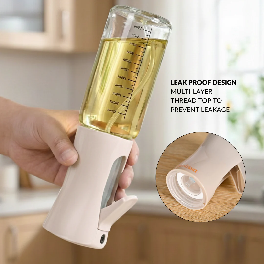 Gourmet Clear Glass Oil Bottle Beige 220ml - Image 9