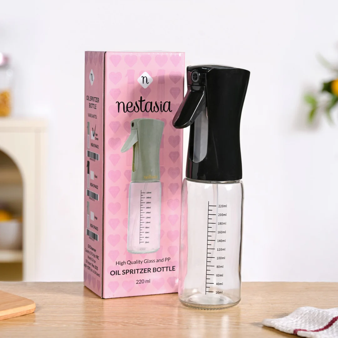 Gourmet Clear Glass Oil Bottle Black 220ml - Image 10