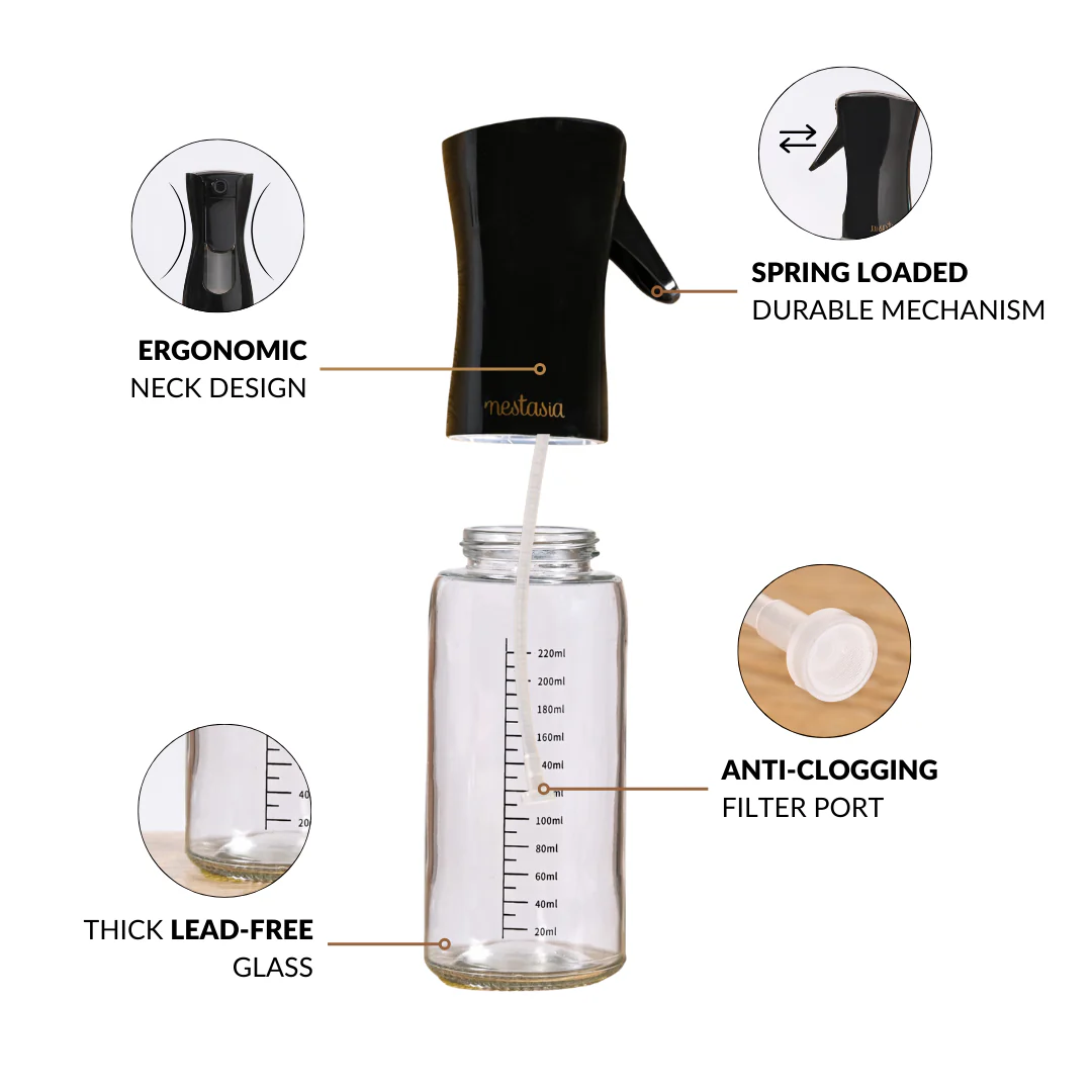 Gourmet Clear Glass Oil Bottle Black 220ml - Image 2