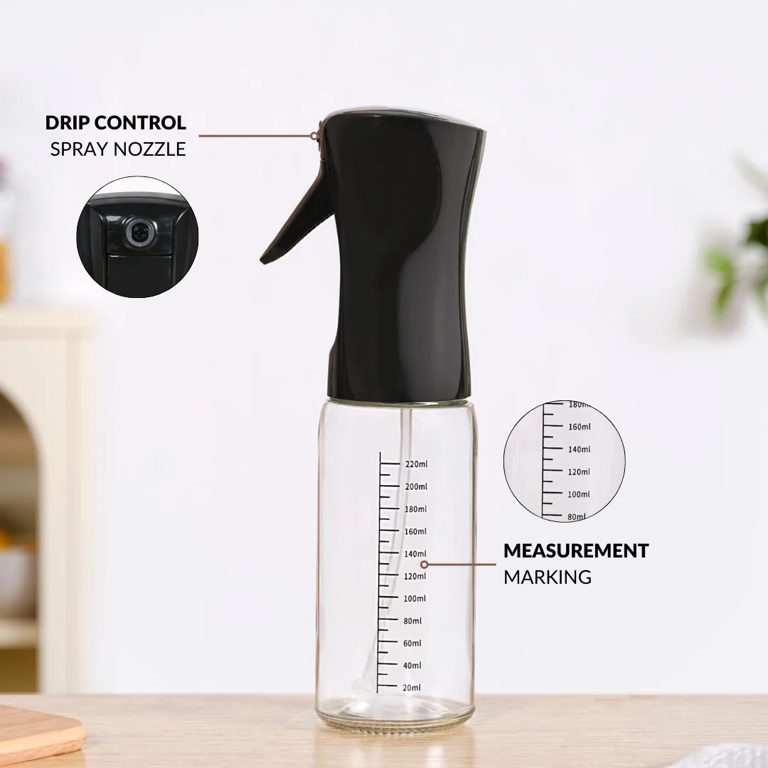 Gourmet Clear Glass Oil Bottle Black 220ml - Image 7